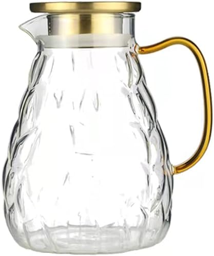 Jarra de agua de vidrio jarra de vidrio de acero de 60.9 fl oz jarra de bebidas de vidrio con tapa de acero inoxidable agua de borosilicato con