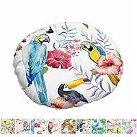 Cuscino Sedia Rotondo Tucano 40x40cm - Cotone Lino Per Interni Ed Esterni, Design Fiore E Uccello - Foto 7