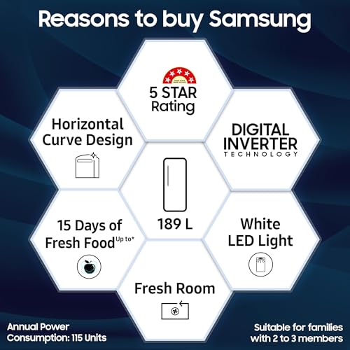 Image of Samsung 189 L, 5 Star, Digital Inverter, Direct-Cool Single Door Refrigerator (RR21H2G25S8 /HL, Silver, Elegant Inox, Single Touch Defrost, 2026 Model)