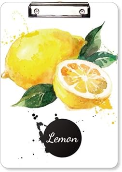 Amazon レモン果物のおいしい健康的な水彩画 フラットヘッドフォルダーライティングパッドテストa4 クリップファイル ボード 文房具 オフィス用品