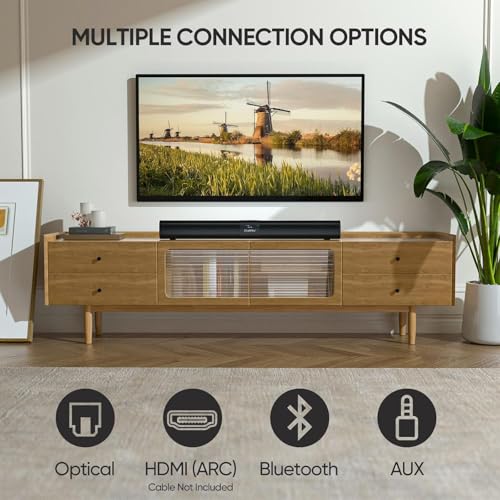 Saiyin Soundbar for TV, Sound Bar with Optical/ARC/AUX and Bluetooth 5.3 Inputs, 50W Peak Power, Surround Sound System with Flexible Placement Options,Wall Mountable - Image 5
