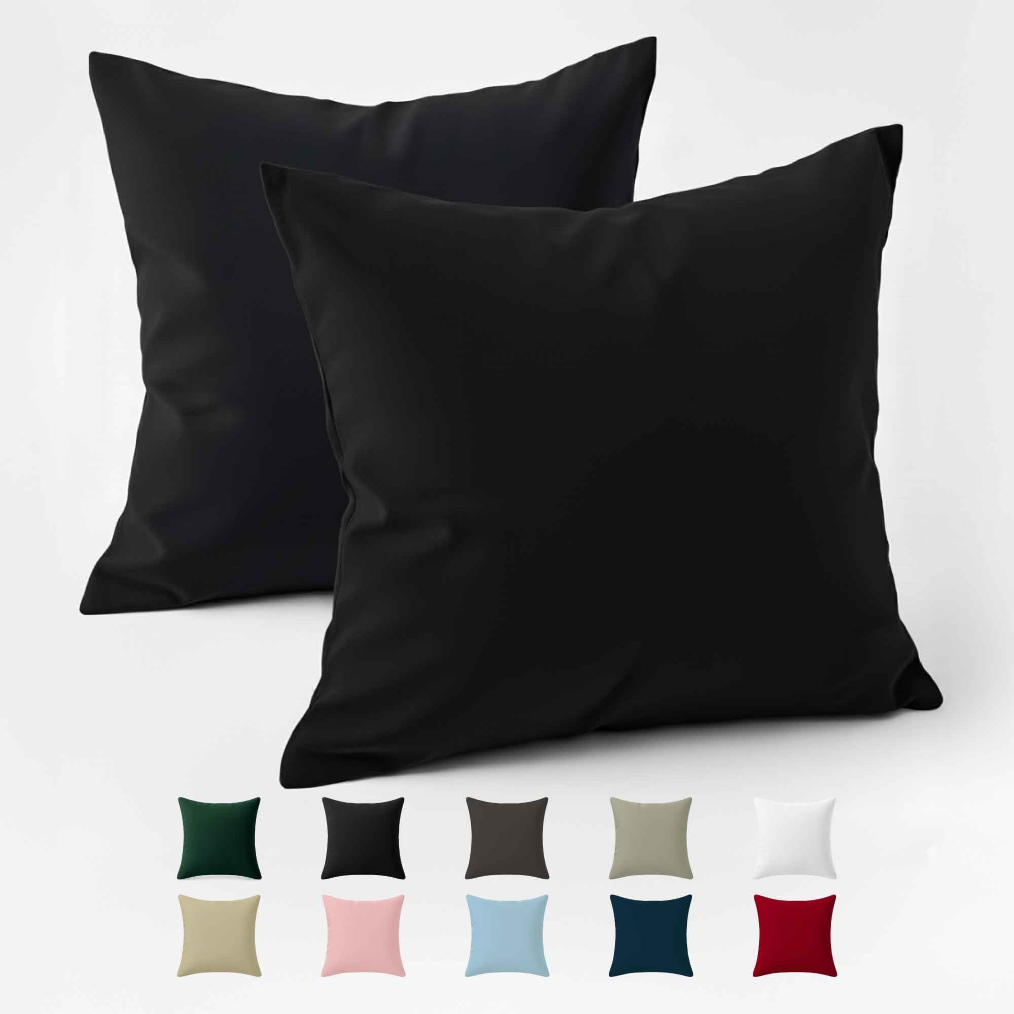 Federe 60x60 Cotone Rinforzato (Set da 2) - Nero - Trama Fitta a 57 Fili/cm² - Federe Cuscini 60x60 cm - Federe Cuscino 60x60 Certificate Oeko Tex - Dreamzie