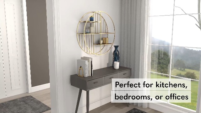 Amazon.com: Deco 79 Metal Geometric Wall Shelf Circle with 3 Wood