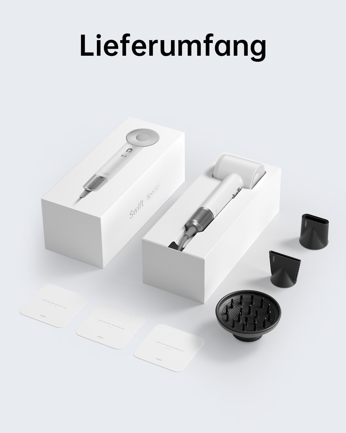 Laifen Haartrockner 200 Million Negativ Ionen Föhn, Swift Special Reisefön mit 110.000 U/Min Bürstenlosemstenloser Motor Für Schnelles Trocknen, Fön Geräuscharm mit Diffusor (Weiß)