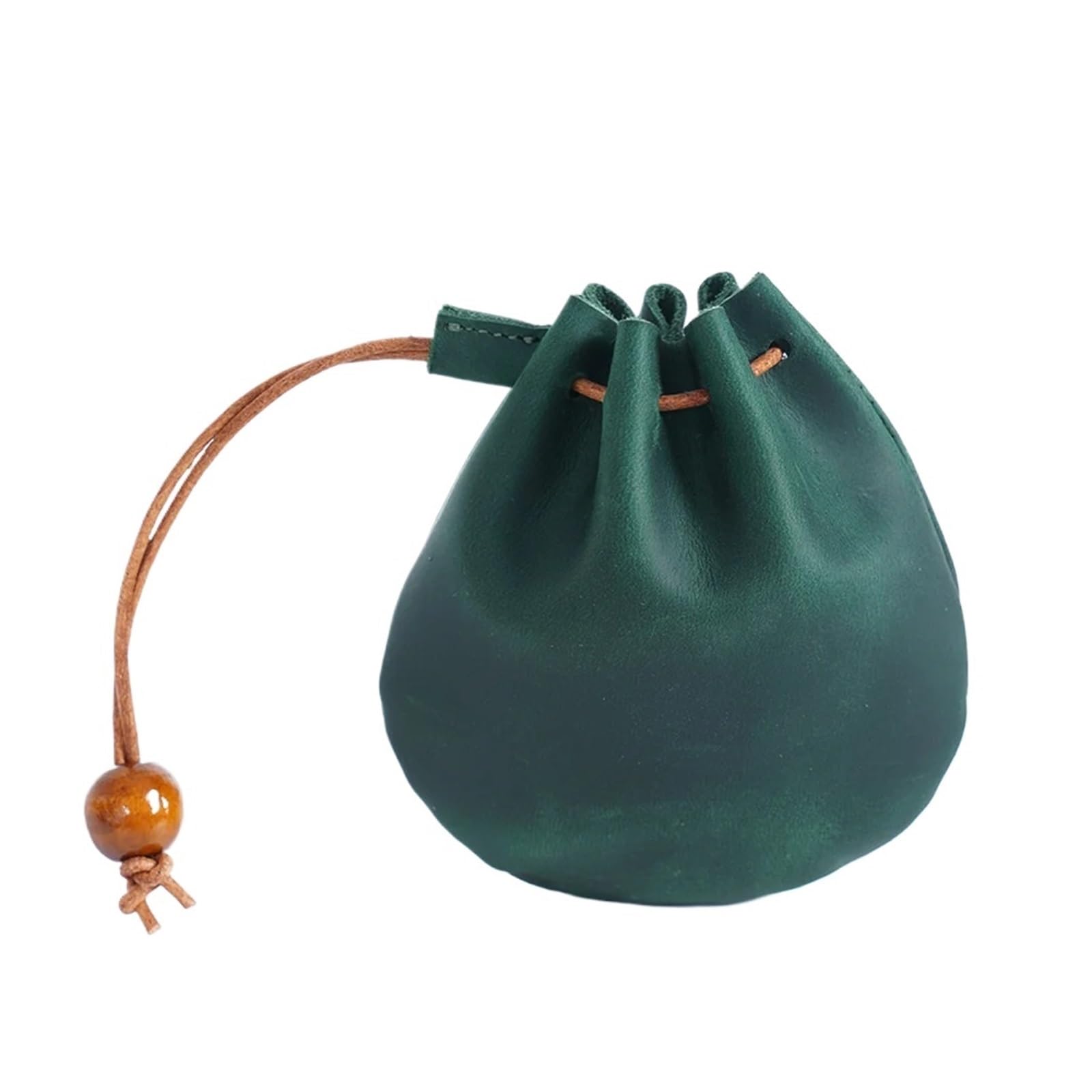 AYWTIUN Leather Drawstring Pouch Handmade Leather Unisex Coin Purse Cow Coins Money Pocket Wallet Drawstring Storage Bag
