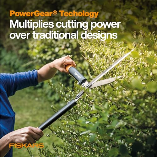 Image of Fiskars PowerGear Hedge Shears - 23 inch Stainless Steel Blades - Plant Cutting Scissors with Sharp Precision-Ground Steel Blade