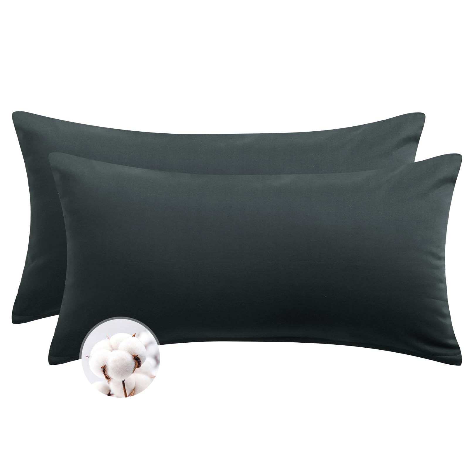 Aisbo Kissenbezug 40 x 80 Baumwolle 2er Set - weiche Kopfkissenbezug 40x80 Anthrazit mit Reißverschluss, 40x80cm Grau Pillow Cover Pillowcase