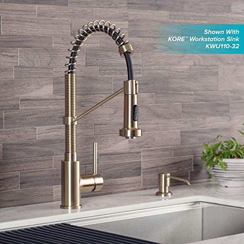 Kraus Kpf-1610Sfacb Bolden 18-Inch Single Handle Commercial Style Pull-Down Kitchen Faucet With Dual Function Sprayer, Spot Free Antique Champagne Bronze #TOP1