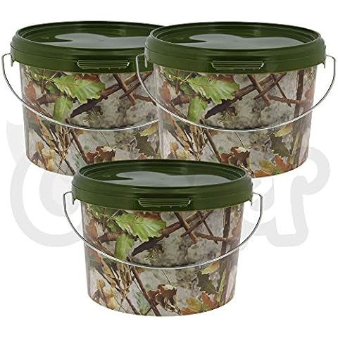 1 2 oder 3 Luftdicht Runde Camo 3L Liter NGT Angelzubehör Köder-lagerung Eimer Mit Metall Lenker Cover