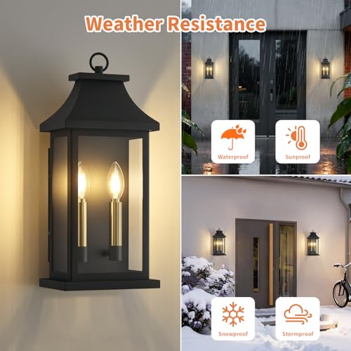 Image of 18'' Outdoor Wall Lights, 2 Pack Large Black Exterior Lighting Fixtures