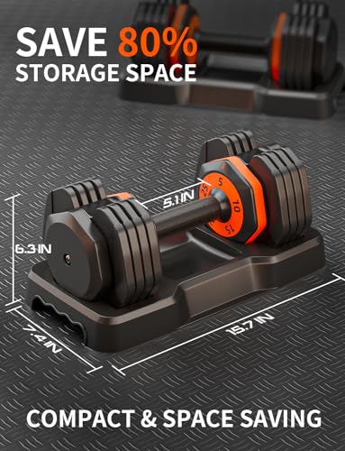 LEEKEY Adjustable Dumbbells Set, Dumbbells with Anti-Slip Handle for Exercise & Fitness Fast Adjust Weight, Innovative Workout Equipment - Image 4