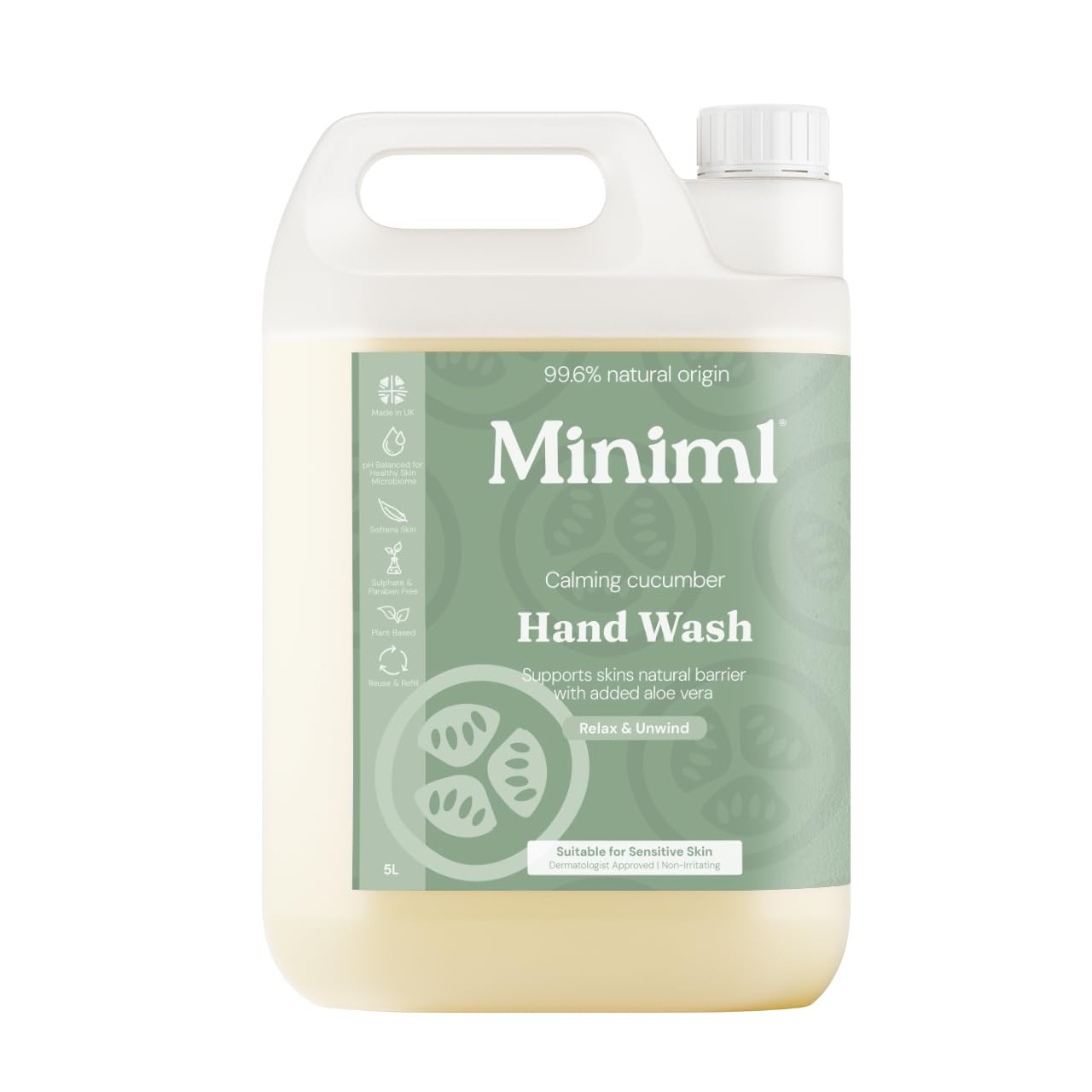 Miniml Hand Soap Wash Liquid 5L Refill - Lime, Basil & Mandarin Infused Hand, Skin & Body Wash Gel for Soft and Sensitive Skin Care - 100% Vegan & Cruelty Free — view 15