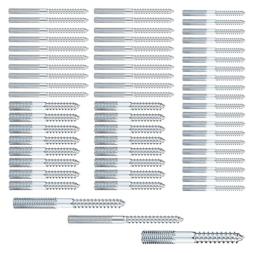 60 Pezzi Vite a Doppio Filetto M6 x 80/M8 x 60/M8 x 80mm: Bulloni di Sospensione Torx, Viti per Tasselli a doppia Estremità, Viti a Doppia Filettatura per Montaggio Mobili, Legno e Tasselli