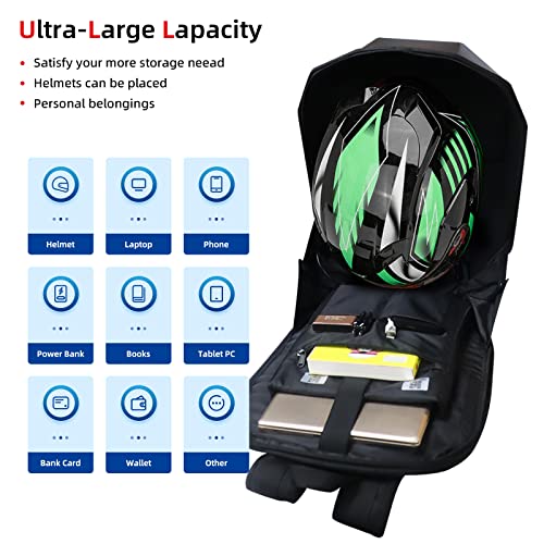 Gelrova Knight Serise Led Motorcycle Backpack, Hard Case Riding Backpack Diy Motorbike Luggage Laptop Bag Waterproof #TOP2