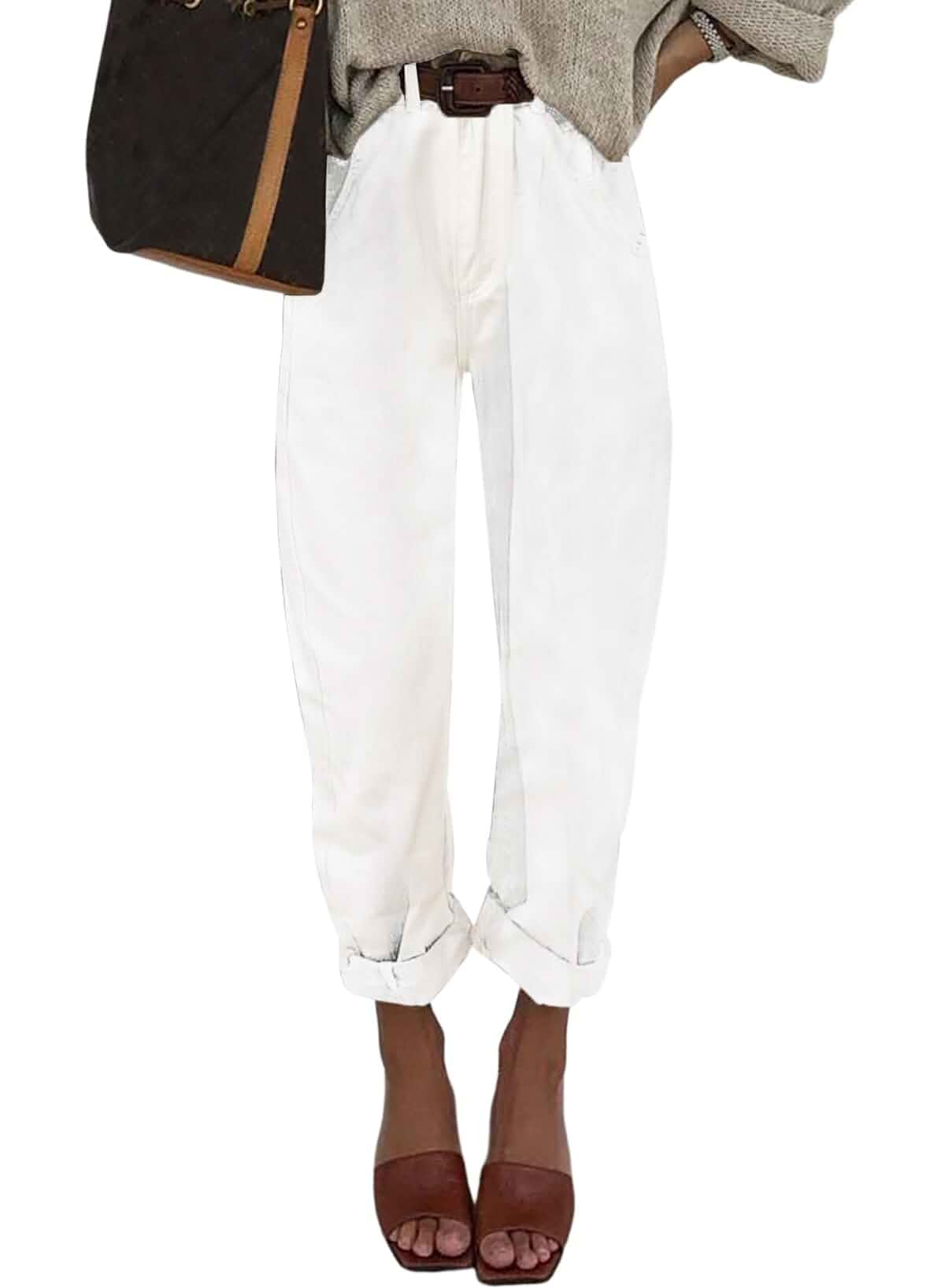 EVALESS Women's High Waisted Baggy Boyfriend Barrel Jeans Cargo