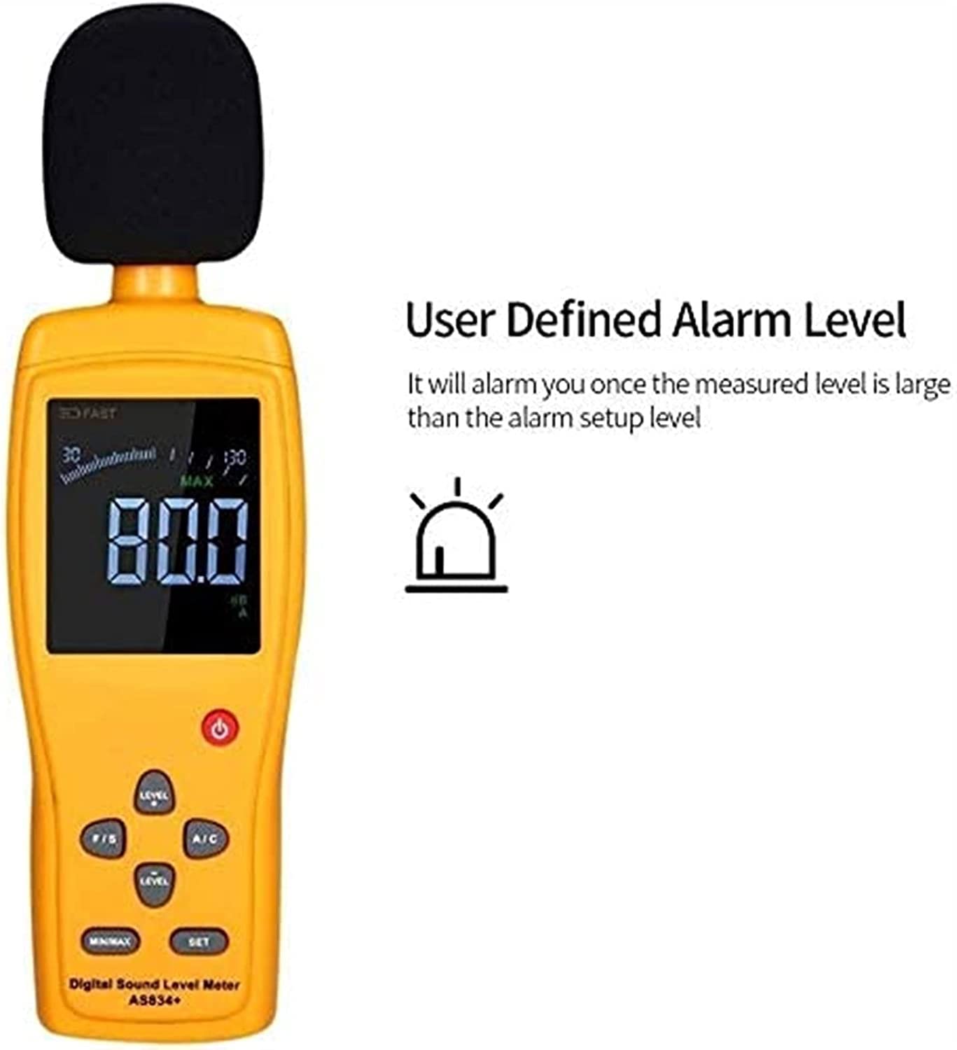 HIDIK Medidor de Nivel de Sonido Rango de medición de Lector Digital 30-130 DBA con Grande LCD Pantalla de Pantalla Precisión de 1.5db Medidor de Ruido
