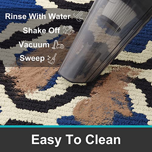 Kitinjoy Indoor Door Mat, Non-Slip, Absorbent, Dirt Resist, Entryway Mat, Low-Profile Inside Welcome Front Doormats For Entrance(36X24 Inches, Navy Blue) #TOP5