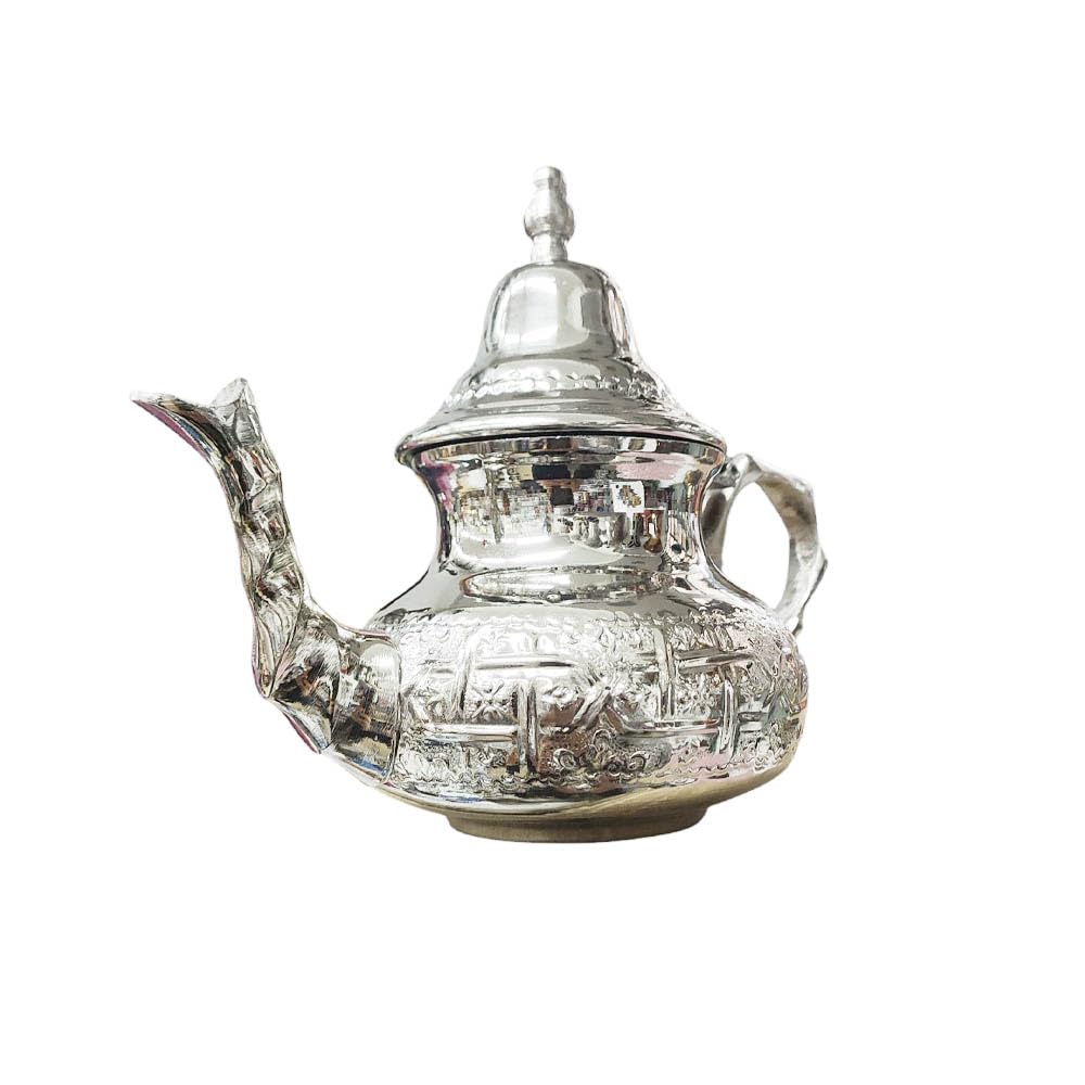 Traditionelle marokkanische Teekanne, Silber mit gravierten Designs, 400 ml, 4 Gläser