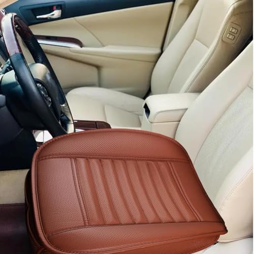 Cojín para asiento de automóvil de cuero y protector acolchado con bolsillos 2