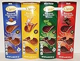 Choceur Belgian Chocolate Waves Milk, Salted Caramel Flavor, Mint Flavor, Dark 4.4oz 125g (4 Boxes)