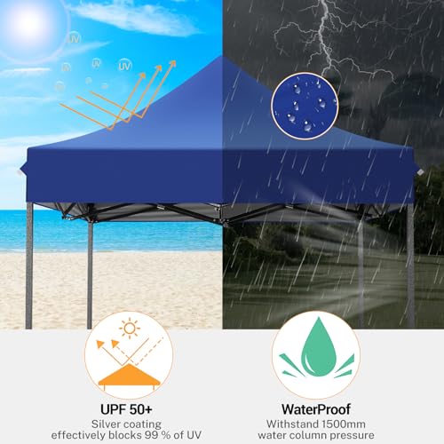 Image of COBIZI 10x15 Heavy Duty Pop Up Canopy Tent with 4 Sidewalls, Dark Purple