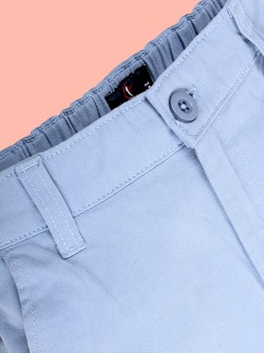 Image of KiddoPanti Boys 100% Cotton Twill Chinos Pant | Comfortable Regular Fit | 2 Side Pocket, 2 Back Pocket | Ankle Length | Back Elasticated Waistband with Button Zip Open Fly