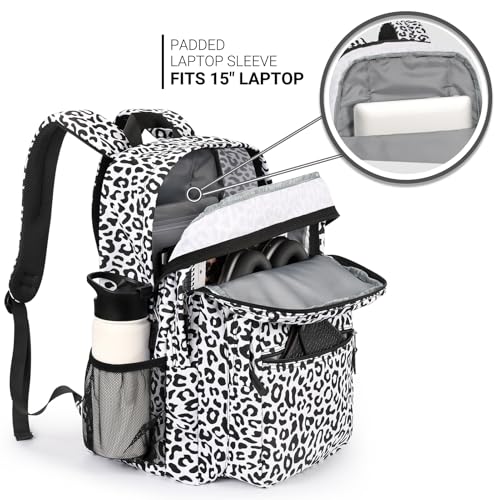 Image of ZORFIN 26L Backpack for College, and Travel: Water Resistant Bookbag - Snow Leopard
