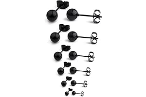 6 Pairs Stainless Steel Ball Stud Earrings for Men Women