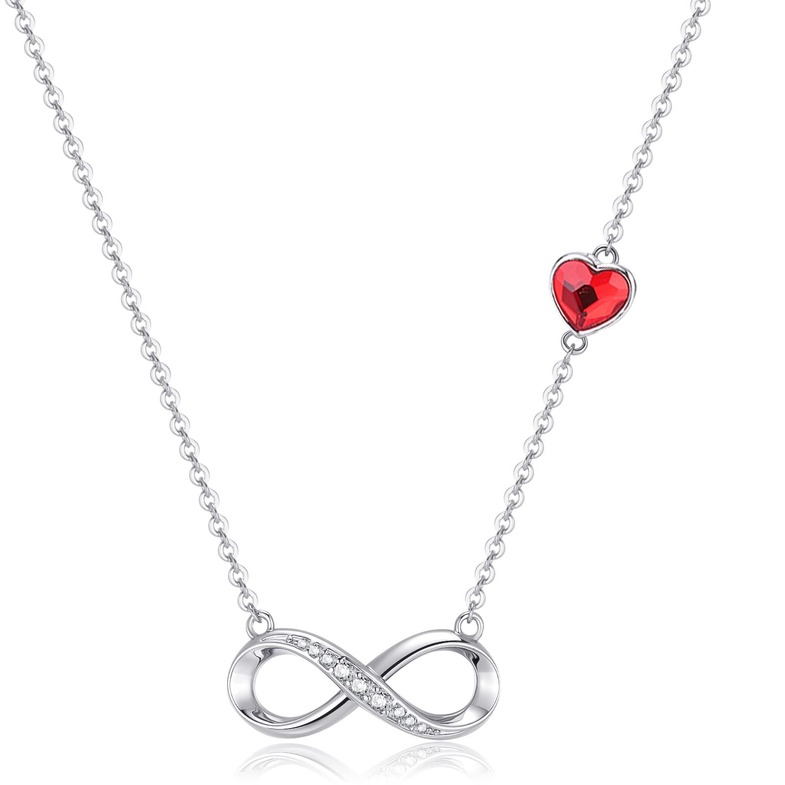 Collana con Ciondolo a Forma di Cuore Senza fine, Simbolo dell'infinito, Collana Rossa per Gioielli da Donna