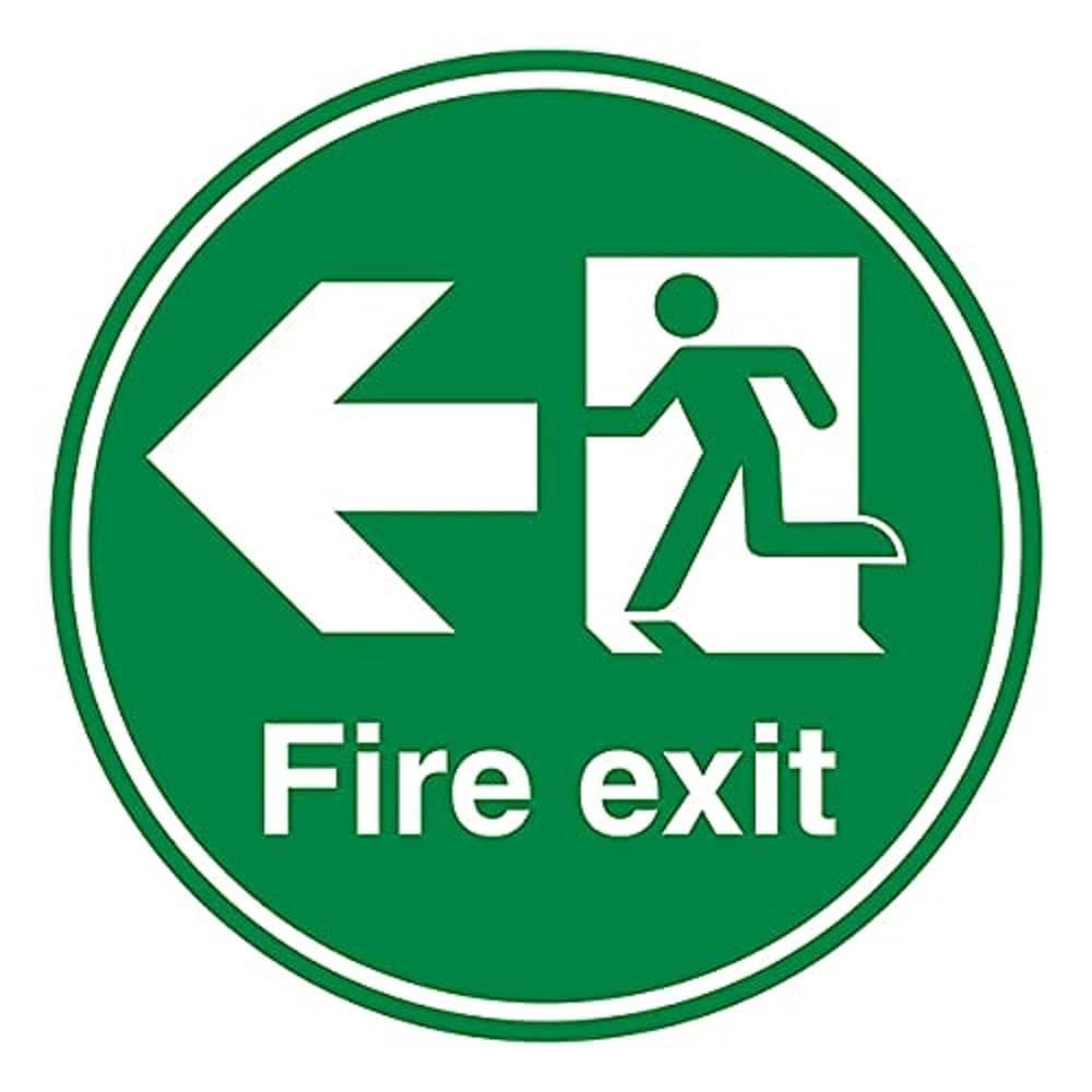 V Safety Fire Exit Arrow Left - 300 x 300 mm - Self Adhesive Floor Sticker Safety Sign