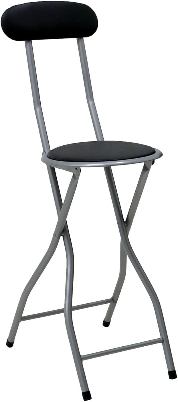Oypla Black Padded Folding High Chair Breakfast Kitchen Bar Stool Seat