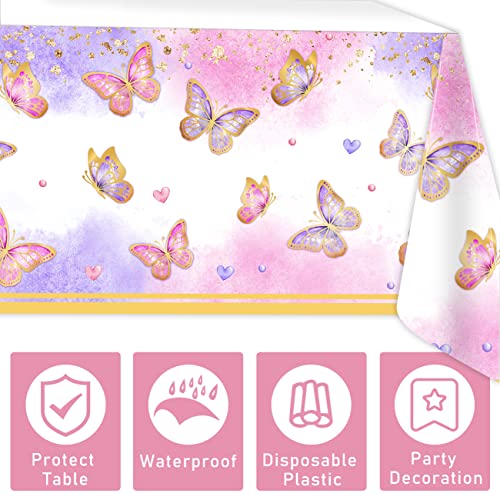 Chinthie Butterfly Party Decorations,3 Pieces Butterfly Tablecloth Rectangular Watercolor Plastic Butterfly Table Covers For Girl Baby Shower Decorations And Girl Birthday Party Decorations #TOP1