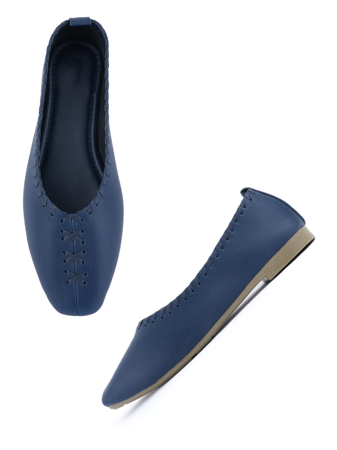 Women Ballerinas, Blue, PU, Casual, Round Toe, Slip-On-image-20