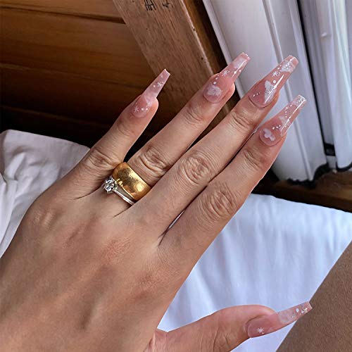 24 Stück Wolke falscher Nagel,Lange Sarg gefälschte Nägel Nude Cloud Ballerina Nagelspitzen für DIY Nail Art Salon… – Bild 7