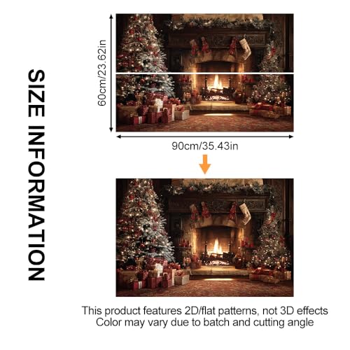 Image of Christmas Fireplace Backsplash Peel and Stick, 35.4x23.6 in
