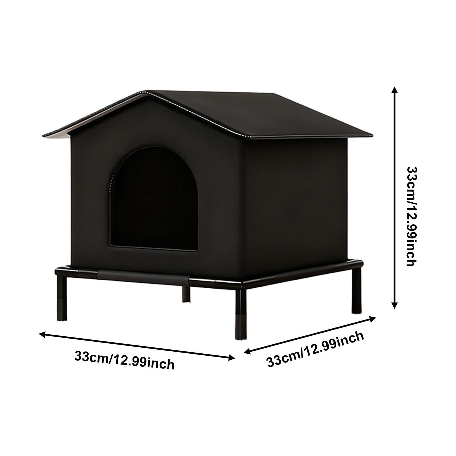 Milageto Niche d'Extérieur pour Chats Sauvages, Abri Chaud et Résistant au Vent, Maison Isolée avec Pieds Surélevés, Idéal pour l'hiver, Abri pour Chats Errants, Noir, S