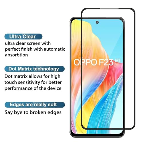 Image of HD Tempered Glass Screen Protector Compatible For Oppo F23 5G With Edge To Edge Coverage And Easy Installation Kit