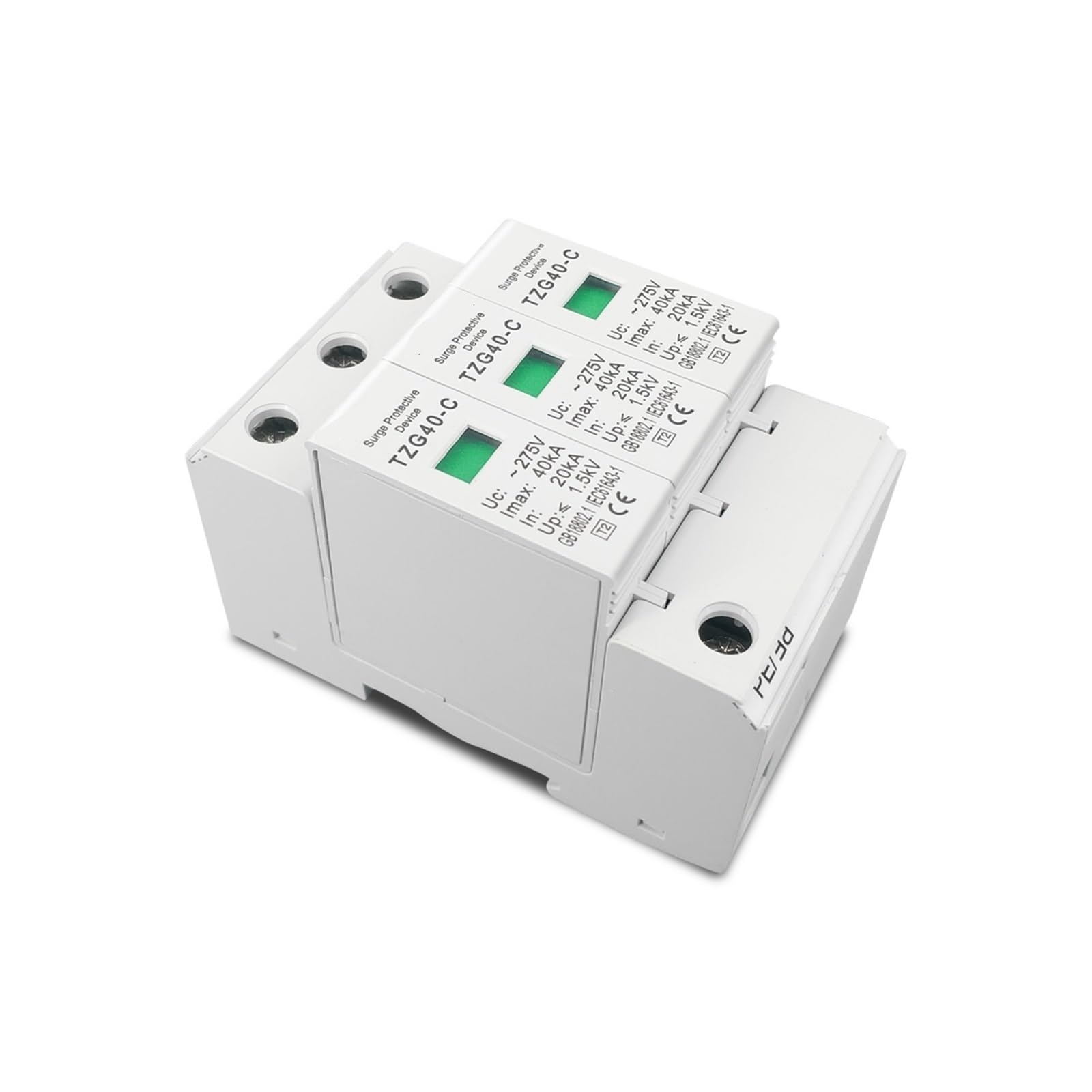 TSIOHKBS AC SPD 3P 10-20KA 20-40KA 30-60KA 275V 385V House Surge Protector Protective Low-Voltage Arrester Device (275V,30-60KA)