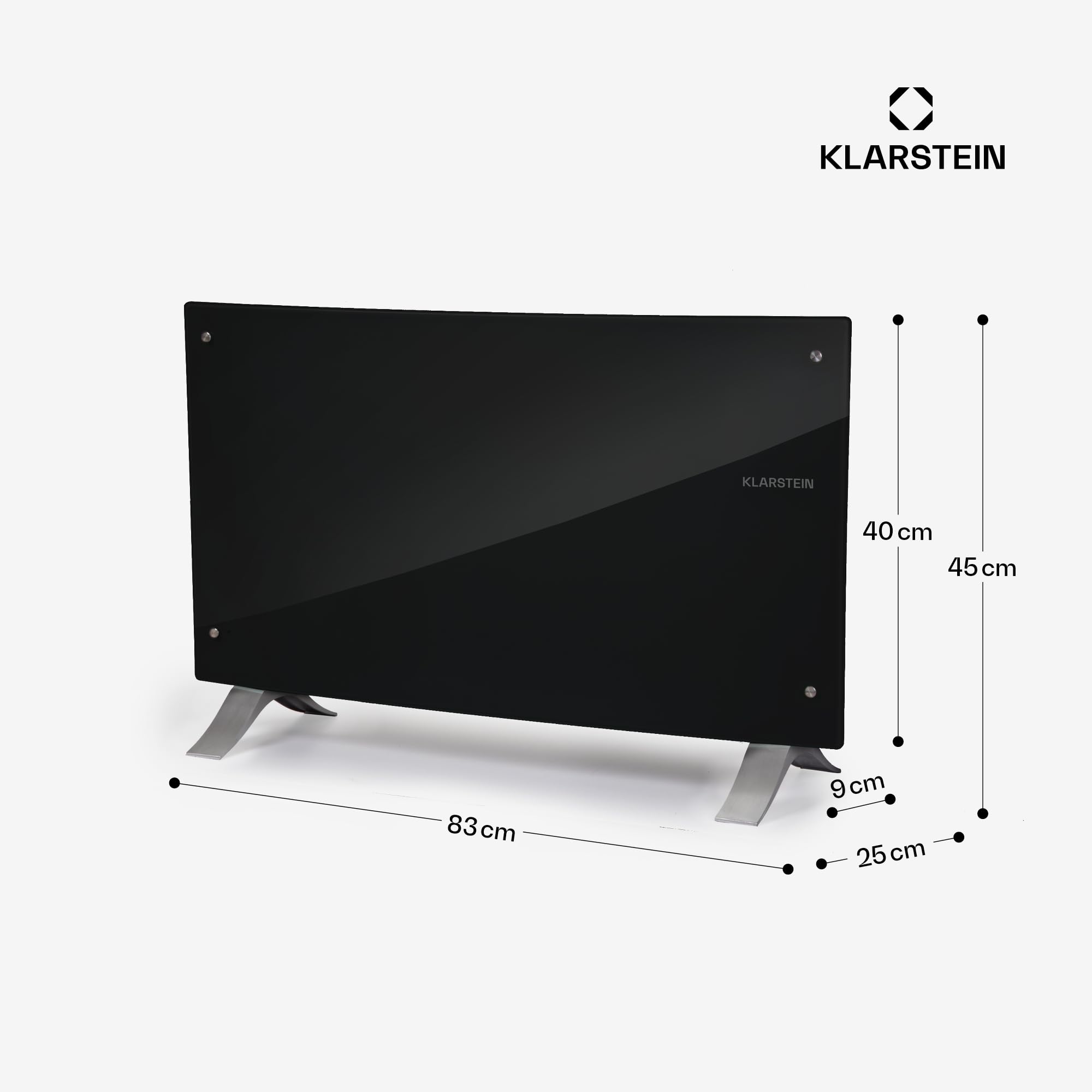 Klarstein Radiadores Bajo Consumo Electricos para Casa, Estufa Electrica de 2000W con Patas de Aluminio, Radiador Electrico Silencioso, Portátil y Delgado, Estufas con Panel para Pared y Termostato