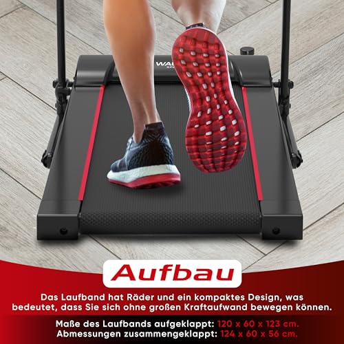Elektrische loopband voor thuis, loopband, opvouwbaar, 10 km/u, 12 km/u, 1-2,5 pk, 12 vooraf ingestelde programma's, lcd-display 1-10 km/u, 1-12 km/u, model 2023, handmatige helling met 3 niveaus - Afbeelding 7