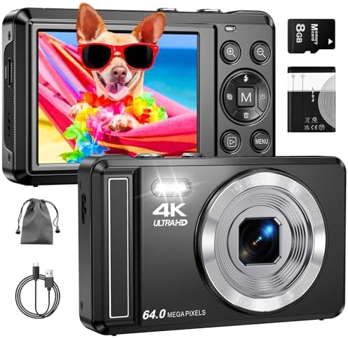 Digital Camera 4K 64MP Autofocus with Micro SD Card, 2.8" Screen ...