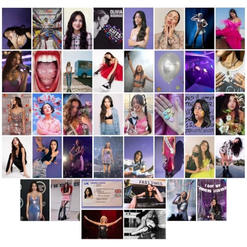 Image of Olivia Rodrigo Set of 40 Mini Posters (15x10 cm) for Wall, Bedroom, Living Room | Sour & Guts | Glue Dots Included