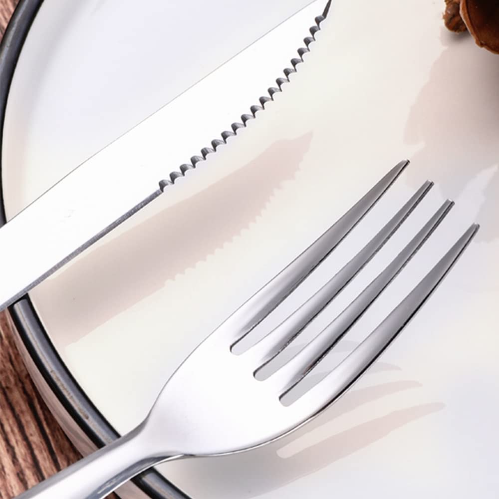 Besteck Set, Steak Besteck Set Lebensmittelechtes Edelstahl-Besteck Set 6 Personen, 30-teiliges Geschirr,Griff aus Holz Essgeschirr für Zuhause und Restaurant, Hochzeit, Halloween, Weihnachten