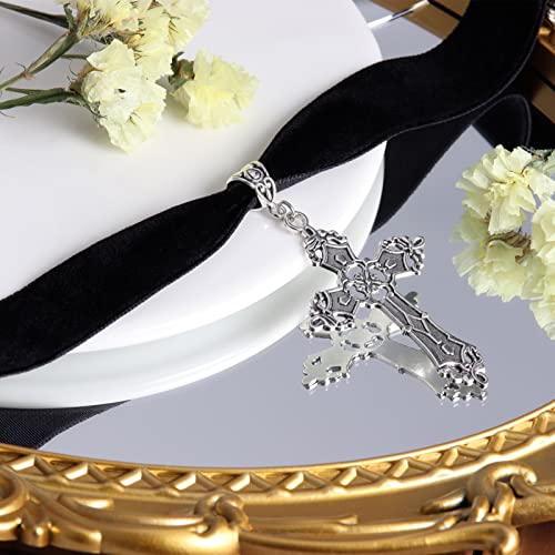 Hexalova Black Velvet Choker Gothic Cross Necklace Goth Choker For Women Cross Choker Necklace Gothic Jewelry For Women Girls (6) #TOP3