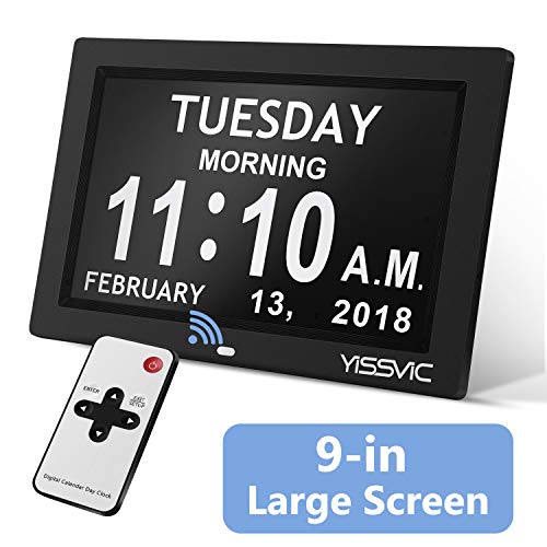 YISSVIC Day Date Clock 9 Inches Digital Calendar Clock with Remote Control
