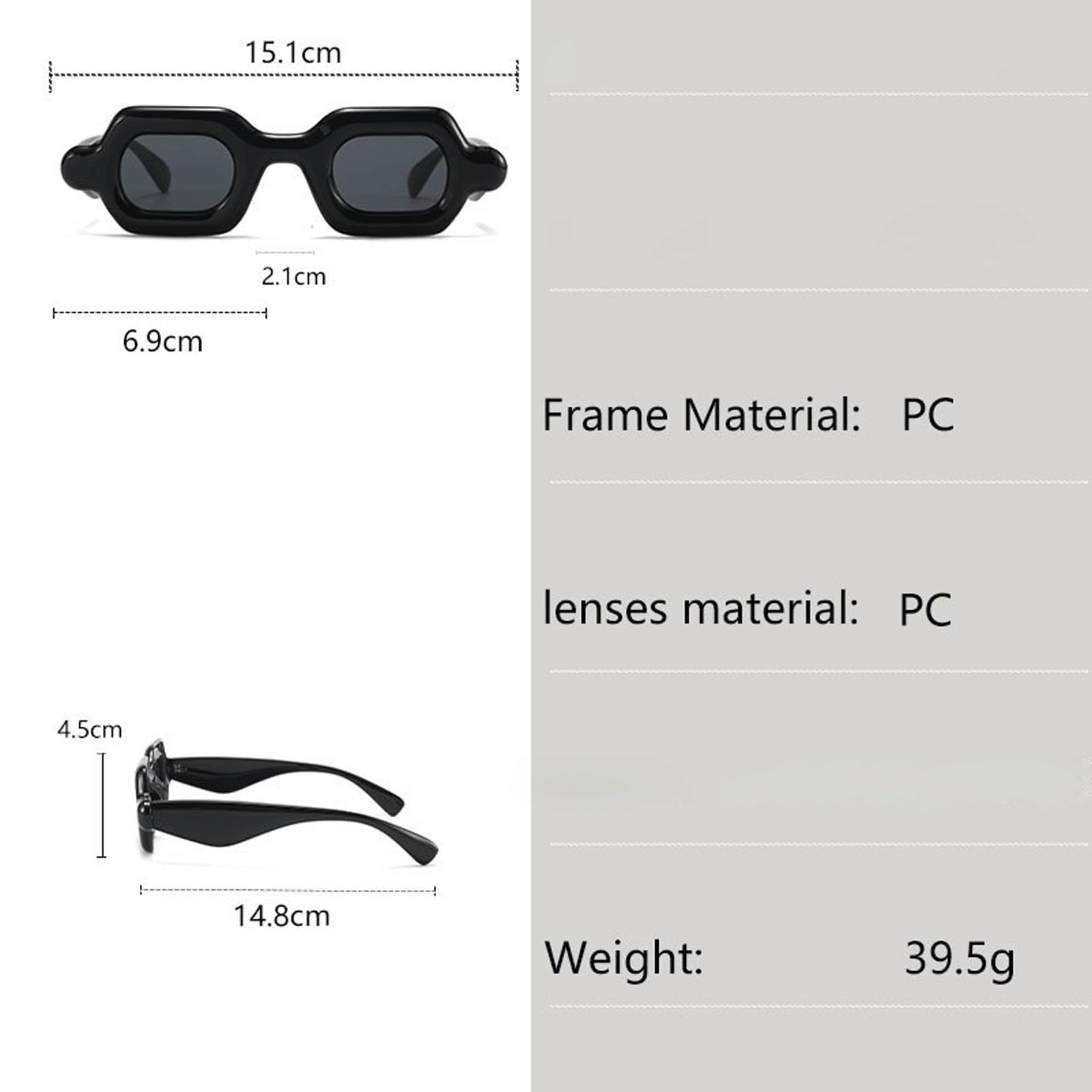 Nowoczesne geometryczne okulary przeciwsłoneczne z grubymi oprawkami