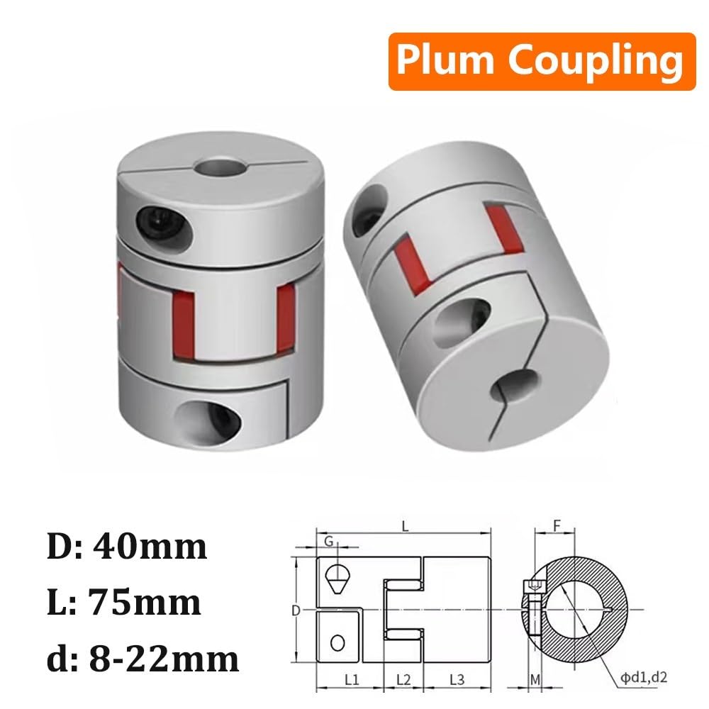 1 szt. serii LM D40 L75 elastyczny łącznik zacisku śliwkowego rozmiar wału sprzęgło szczękowego 6 mm-22 mm pary D40L75 do silnika CNC Cheerfully(8x8mm)