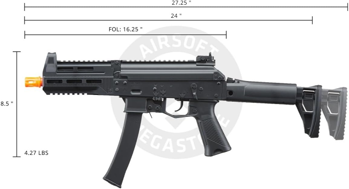 Lancer Tactical PPK-20 Gen 3 Nylon Polymer Compact AEG Airsoft SMG w/Programmable Fast Trigger & MOSFET (Foldable Stock)