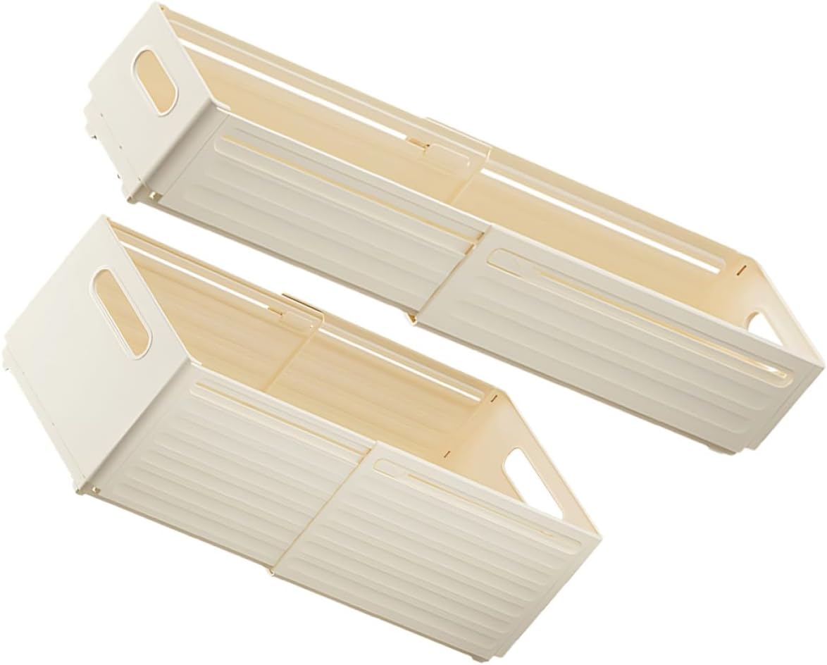 Alipis 2pcs Underwear Storage Box Set, Small Expandable Drawer Organizer for Socks, Cream White Household Closet Clothes Storage Case and Underpants