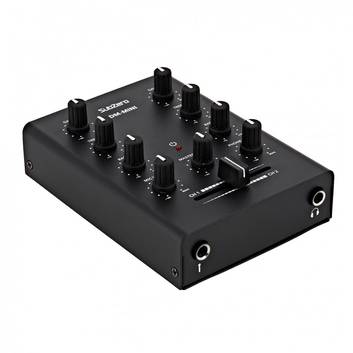 SubZero 2-Kanal-Desktop-Mini-DJ-Mixer mit Crossfader und Mikrofoneingang | Fester 2-Band-EQ pro Kanal mit 30dB Verstärkung, kompakt und tragbar mit nur 0,42kg, robustes Design für unterwegs
